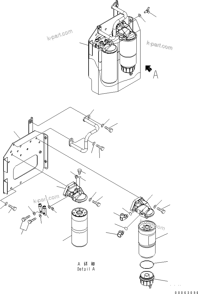 Komatsu parts book diagram for HD785-7 S/N 7001-8172: ENGINE FUEL FILTER AND RELATED PARTS (L.H.) (ADDITIONAL FILTER)(#7001-7168)