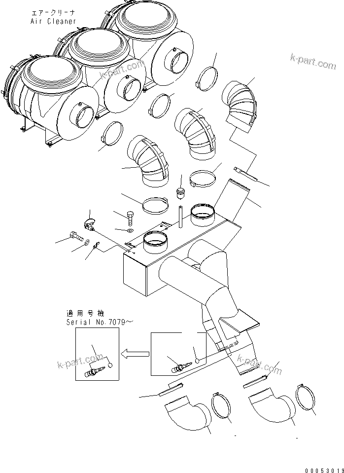 Komatsu parts book diagram for HD785-7 S/N 7001-8172: AIR INTAKE(#7001-7168)