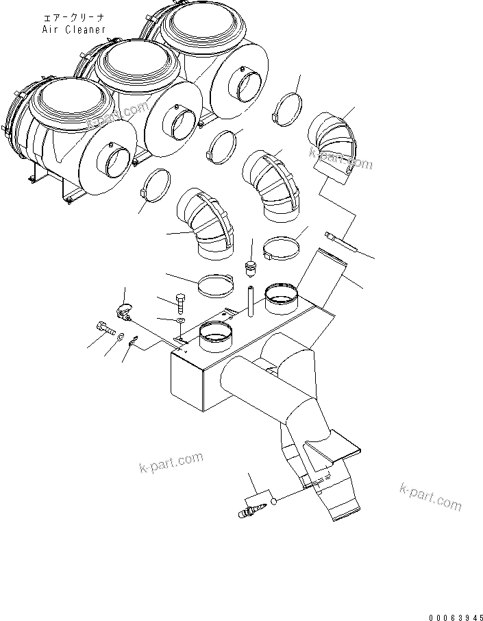 Komatsu parts book diagram for HD785-7 S/N 7001-8172: AIR INTAKE(#7169-)