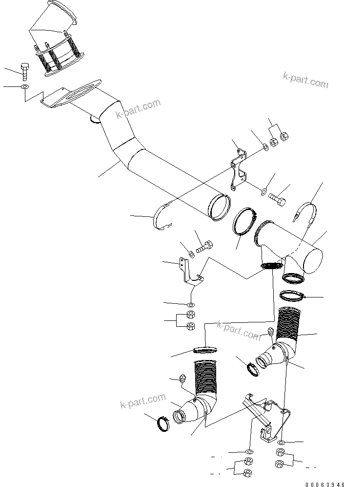 Komatsu parts book diagram for HD785-7 S/N 7001-8172: EXHAUST PIPING(#7001-)