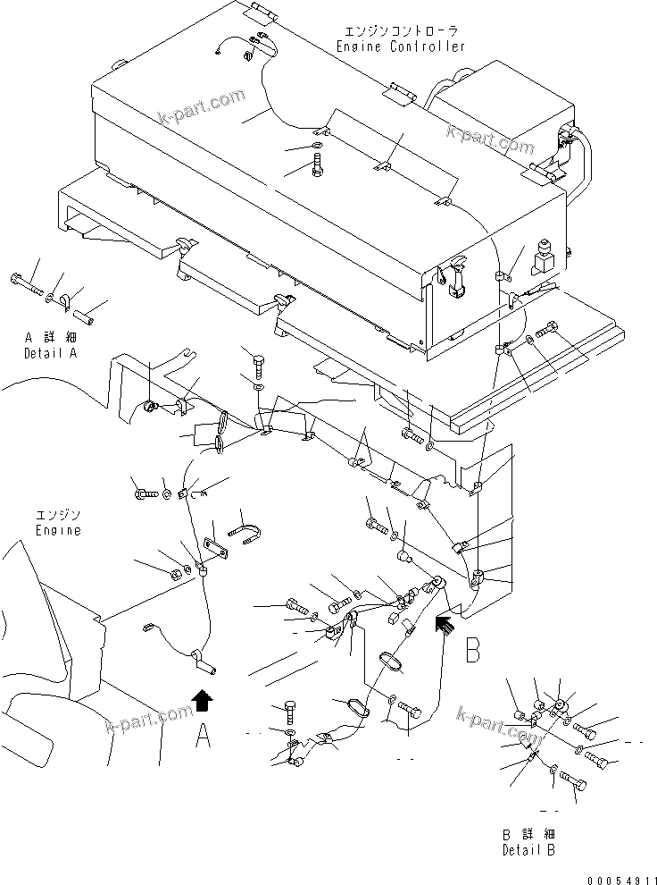 Komatsu parts book diagram for HD785-7 S/N 7001-8172: ENGINE CONTROL (HEATER RELAY HARNESS) (ADDITIONAL FILTER)(#7001-7168)