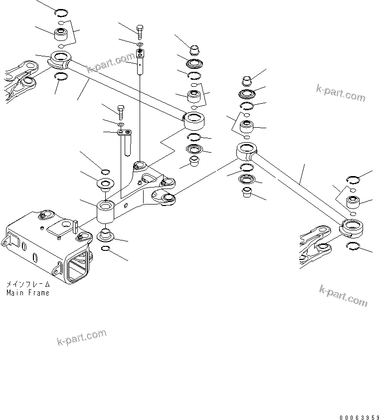 Komatsu parts book diagram for HD785-7 S/N 7001-8172: STEERING LINK (LEVER AND ROD)(#7169-)