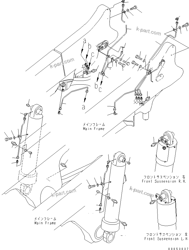 Komatsu parts book diagram for HD785-7 S/N 7001-8172: LUBRICATION PIPING(#7001-)