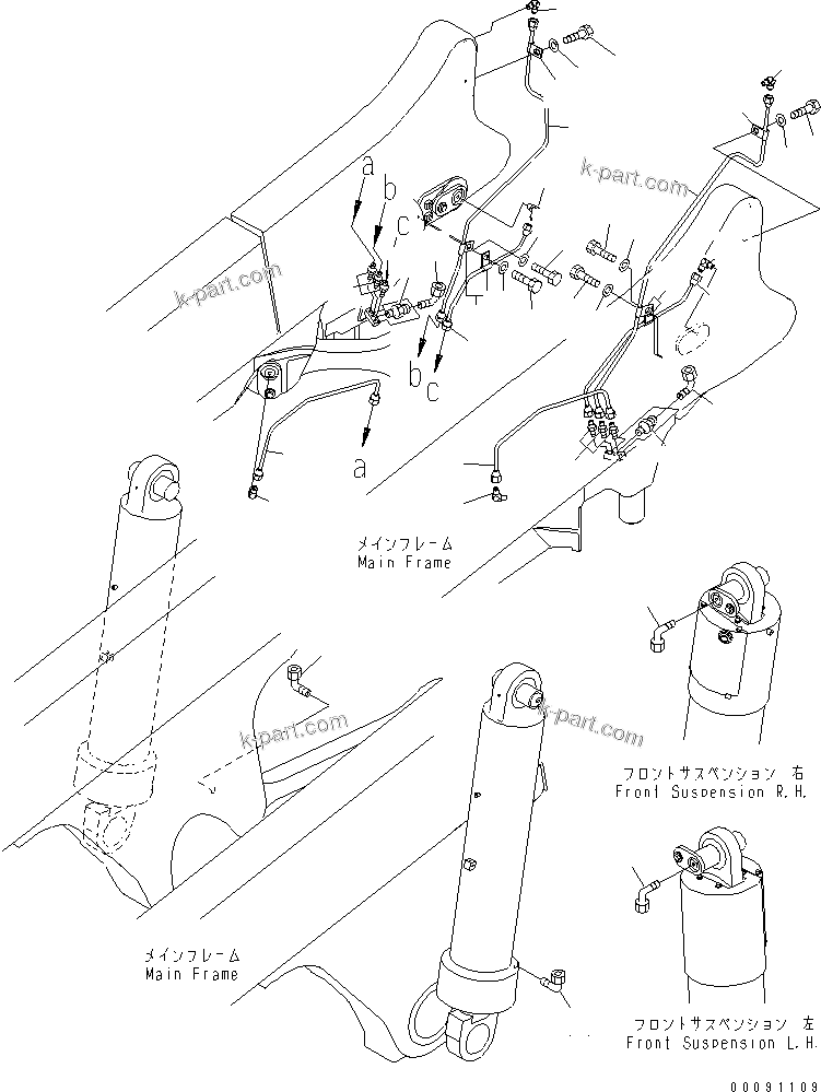 Komatsu parts book diagram for HD785-7 S/N 7001-8172: LUBRICATION PIPING (AUTO GREASE AND HOIST CYLINDER LESS FOR CHILE)(#8133-)