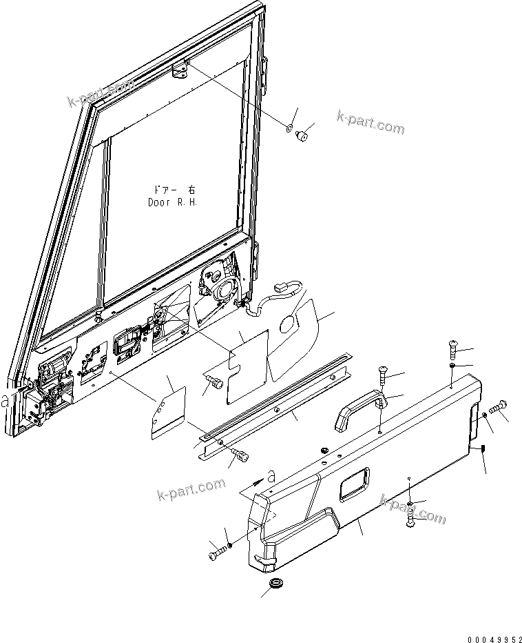 Komatsu parts book diagram for HD785-7 S/N 7001-8172: OPERATOR'S CAB (R.H. DOOR 3/3)(#7001-)