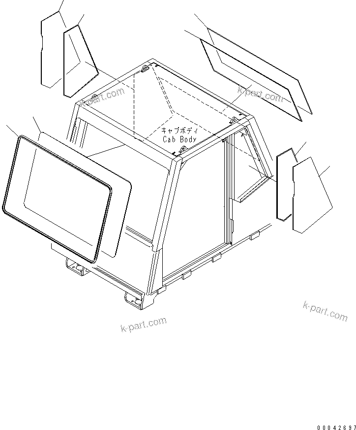 Komatsu parts book diagram for HD785-7 S/N 7001-8172: OPERATOR'S CAB (GLASS)(#7001-)