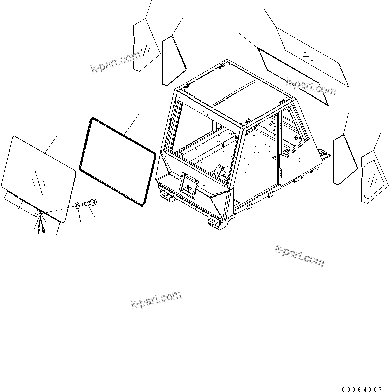 Komatsu parts book diagram for HD785-7 S/N 7001-8172: OPERATOR'S CAB (DEFROSTER GLASS)(#7169-)