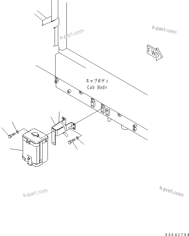 Komatsu parts book diagram for HD785-7 S/N 7001-8172: OPERATOR'S CAB (WINDOW WASHER TANK)(#7001-)