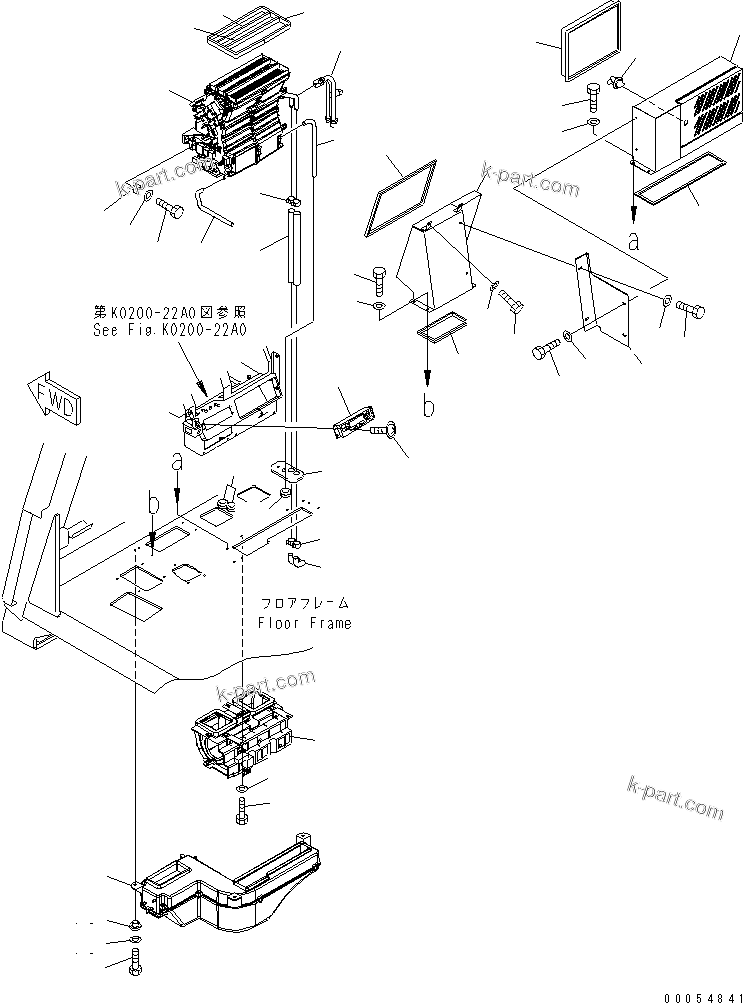 Komatsu parts book diagram for HD785-7 S/N 7001-8172: FLOOR (AIR CONDITIONER PIPING)(#7001-)