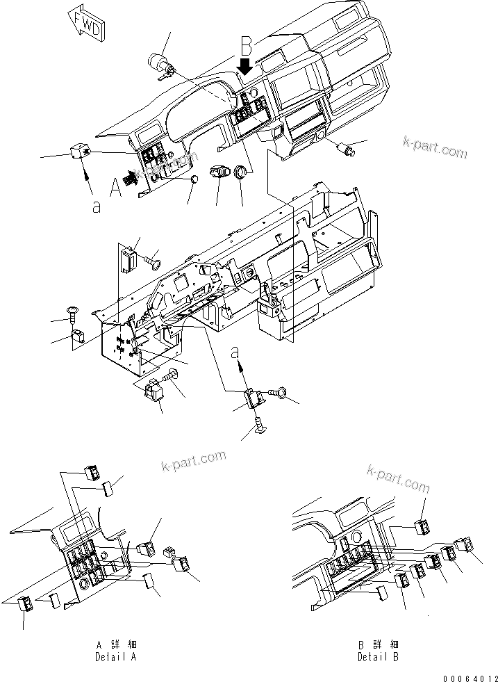 Komatsu parts book diagram for HD785-7 S/N 7001-8172: FLOOR (MONITOR DECAL) (WITH ARS SWICTH AND SIDE SIDE LAMP SWITCH)(#7169-)