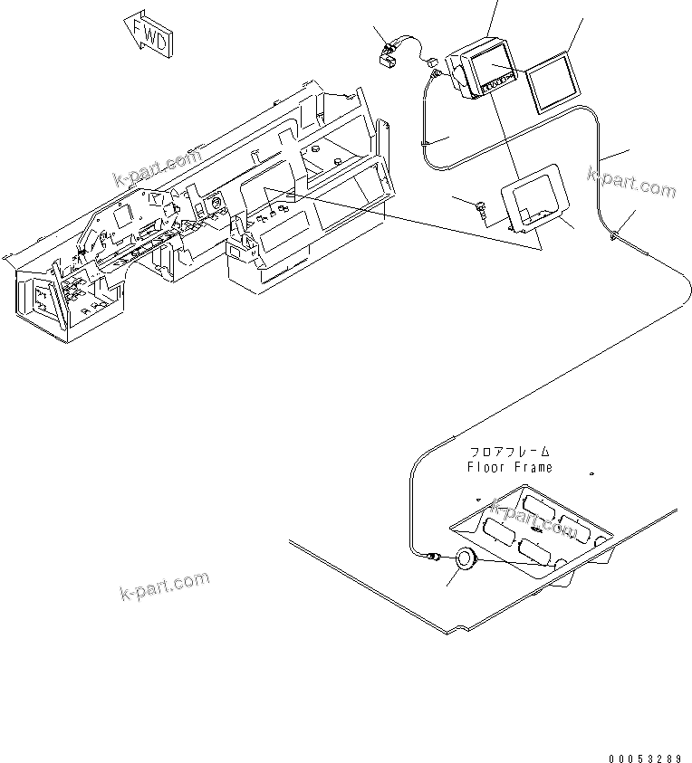 Komatsu parts book diagram for HD785-7 S/N 7001-8172: FLOOR (REAR VIEW TV MONITOR)(#7001-)