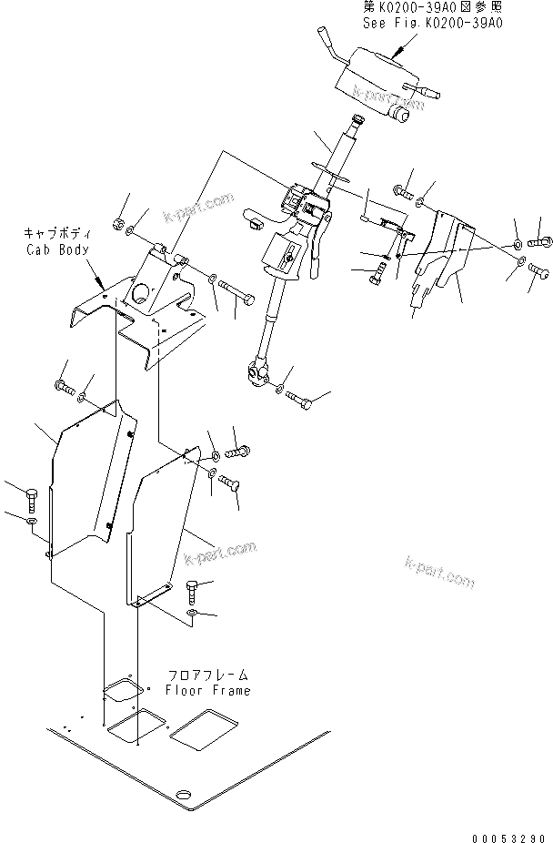 Komatsu parts book diagram for HD785-7 S/N 7001-8172: FLOOR (STEERING COLUMN)(#7001-)