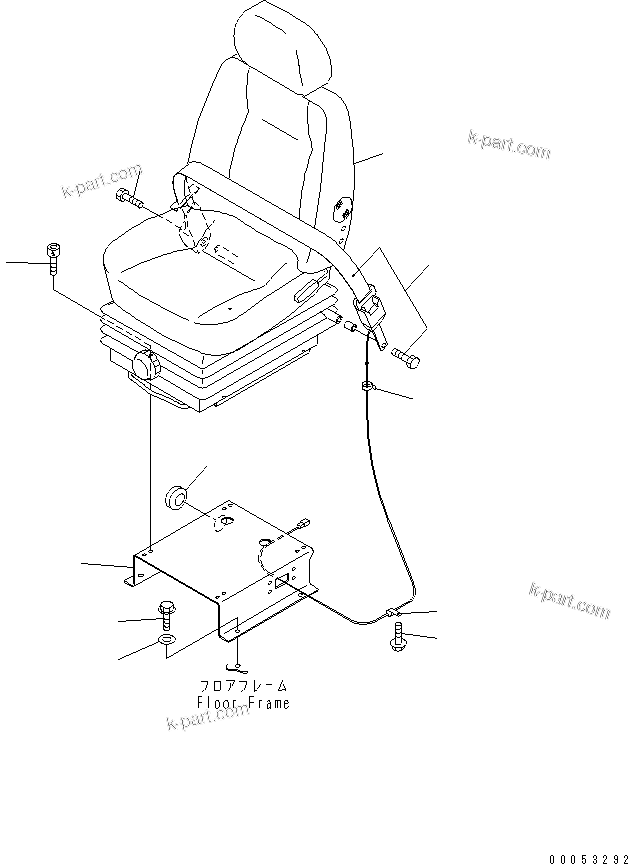 Komatsu parts book diagram for HD785-7 S/N 7001-8172: FLOOR (OPERATOR'S SEAT) (KAB/SEATING)(#7001-)