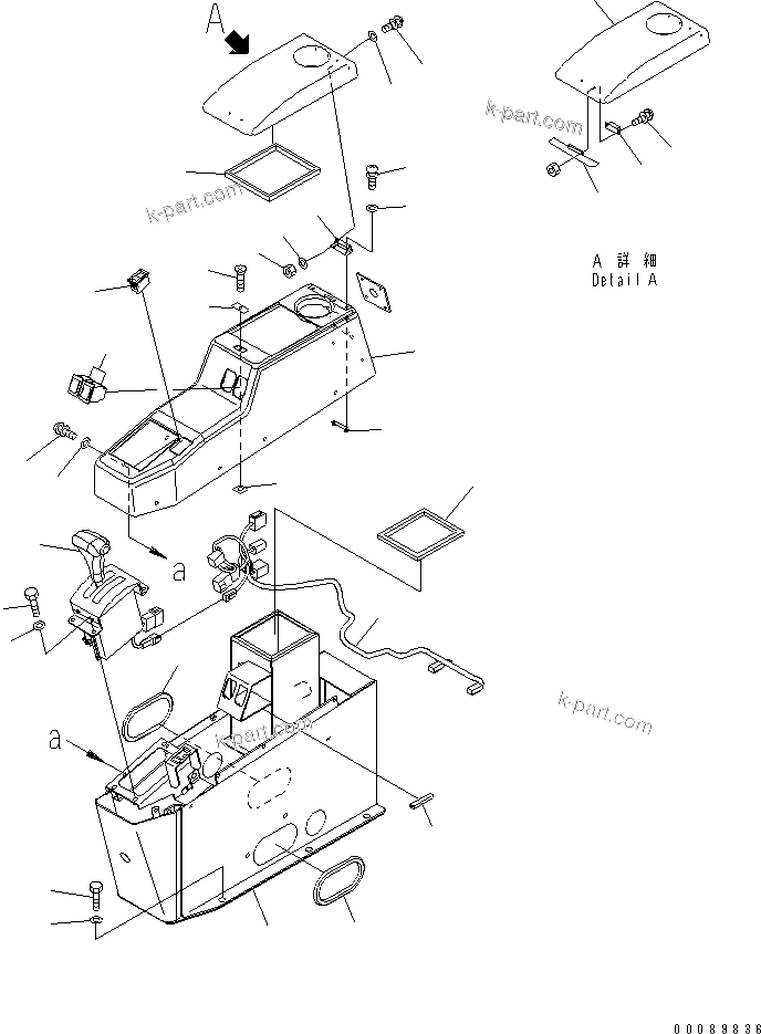 Komatsu parts book diagram for HD785-7 S/N 7001-8172: FLOOR (CONSOLE BOX) (ENGINE SHUT DOWN)(#7316-)