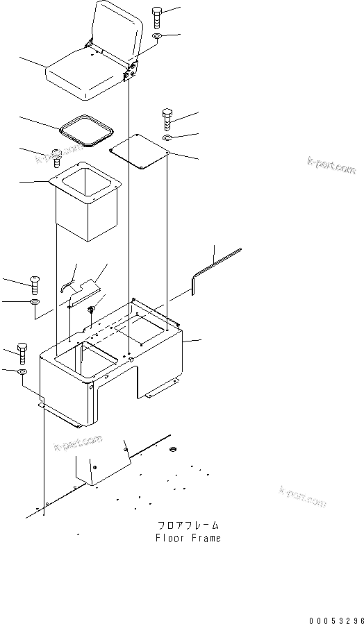 Komatsu parts book diagram for HD785-7 S/N 7001-8172: FLOOR (AUXILIARY SEAT)(#7001-8131)