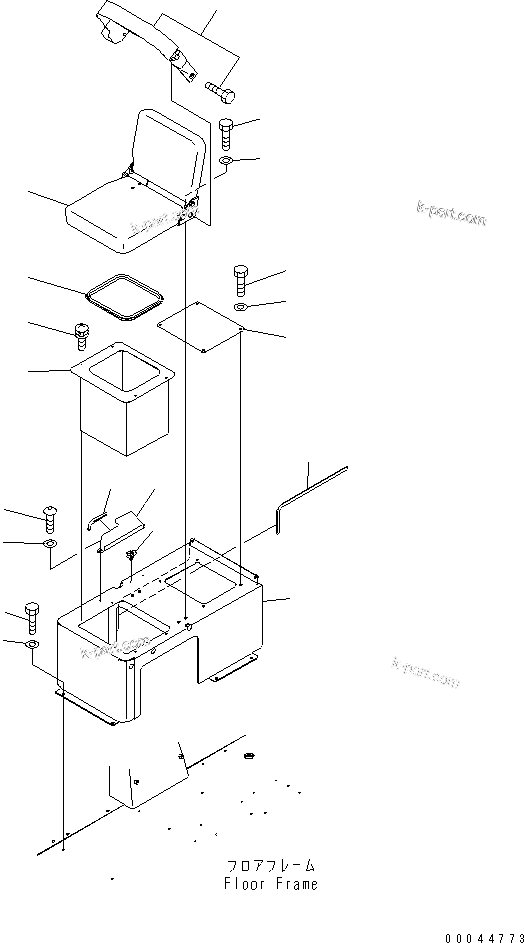 Komatsu parts book diagram for HD785-7 S/N 7001-8172: FLOOR (AUXILIARY SEAT) (SEAT BELT 75 MM)(#7001-8131)