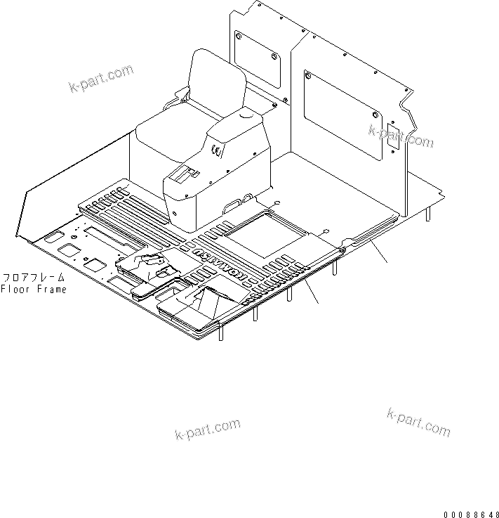 Komatsu parts book diagram for HD785-7 S/N 7001-8172: FLOOR MAT (3-POINTS SEAT BELT)(#7843-)