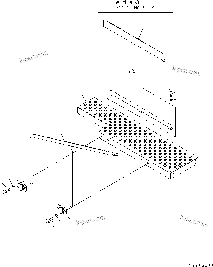 Komatsu parts book diagram for HD785-7 S/N 7001-8172: CAB GUARD (FRONT STEP)(#7001-)