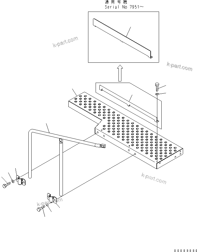 Komatsu parts book diagram for HD785-7 S/N 7001-8172: CAB GUARD (FRONT STEP) (STAIRWAY)(#7001-)
