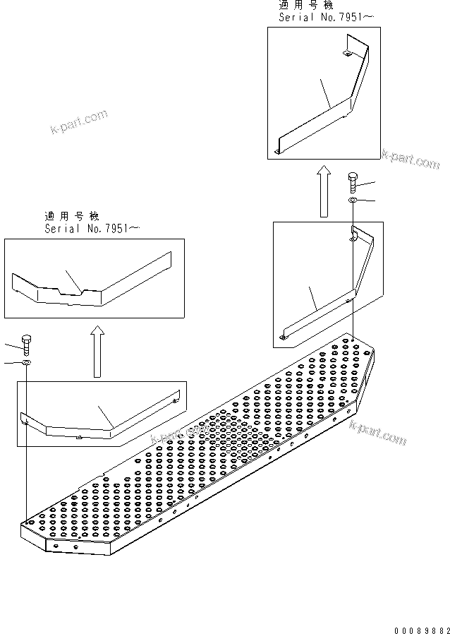 Komatsu parts book diagram for HD785-7 S/N 7001-8172: CAB GUARD (TOE GUARD)(#7001-)