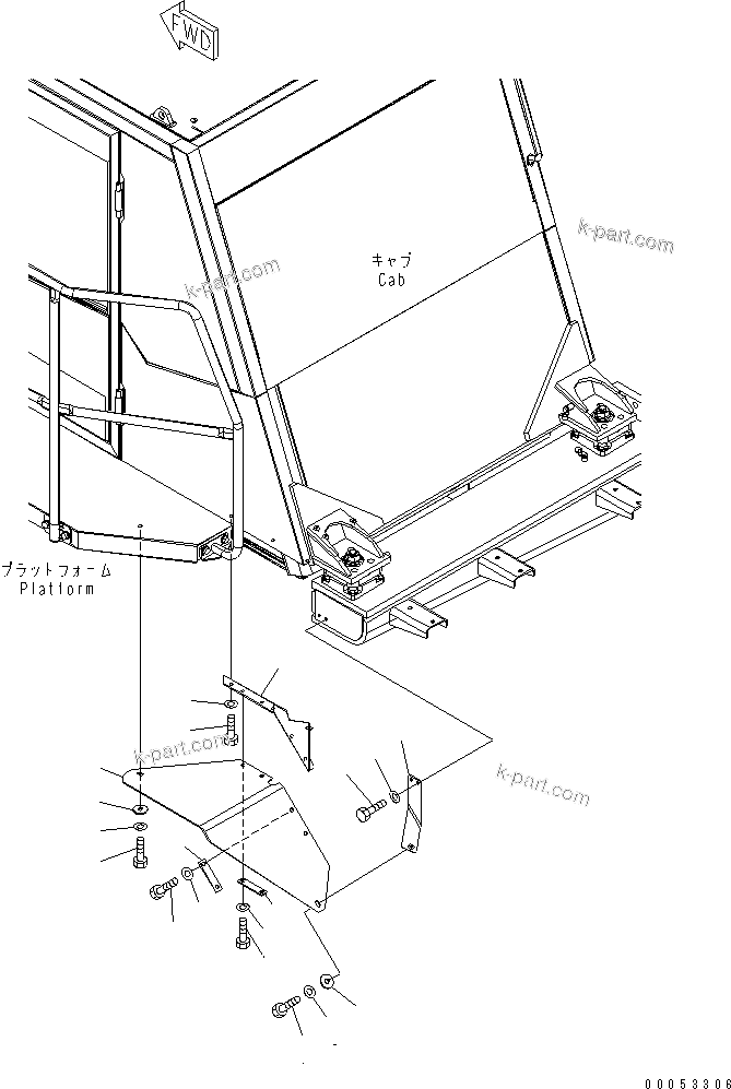 Komatsu parts book diagram for HD785-7 S/N 7001-8172: CAB GUARD (MAD GUARD)(#7001-)