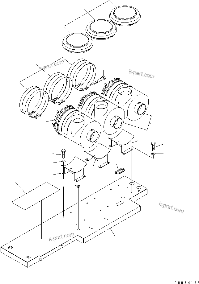 Komatsu parts book diagram for HD785-7 S/N 7001-8172: PLATFORM SUB ASS'Y (L.H.) (PRECLEANER)(#7169-)