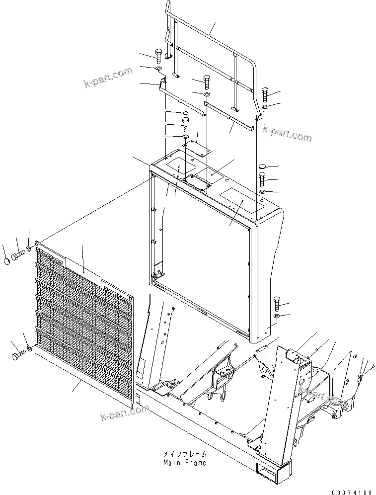 Komatsu parts book diagram for HD785-7 S/N 7001-8172: RADIATOR GUARD (BATTERY ISOLATOR) (TROPICAL SPEC.)(#7169-)