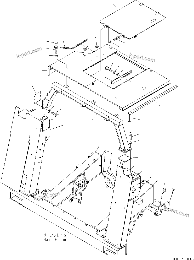 Komatsu parts book diagram for HD785-7 S/N 7001-8172: HOOD(#7001-7168)