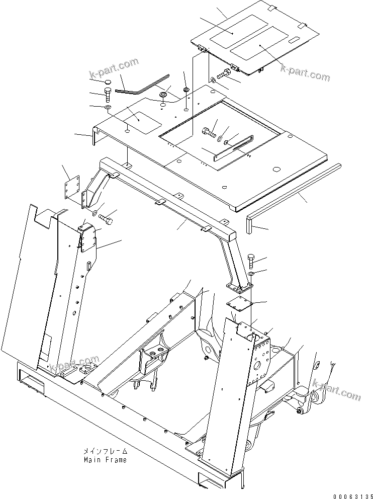 Komatsu parts book diagram for HD785-7 S/N 7001-8172: HOOD(#7169-)