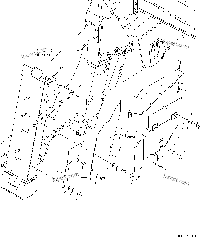 Komatsu parts book diagram for HD785-7 S/N 7001-8172: ENGINE SIDE COVER (L.H.)(#7001-)