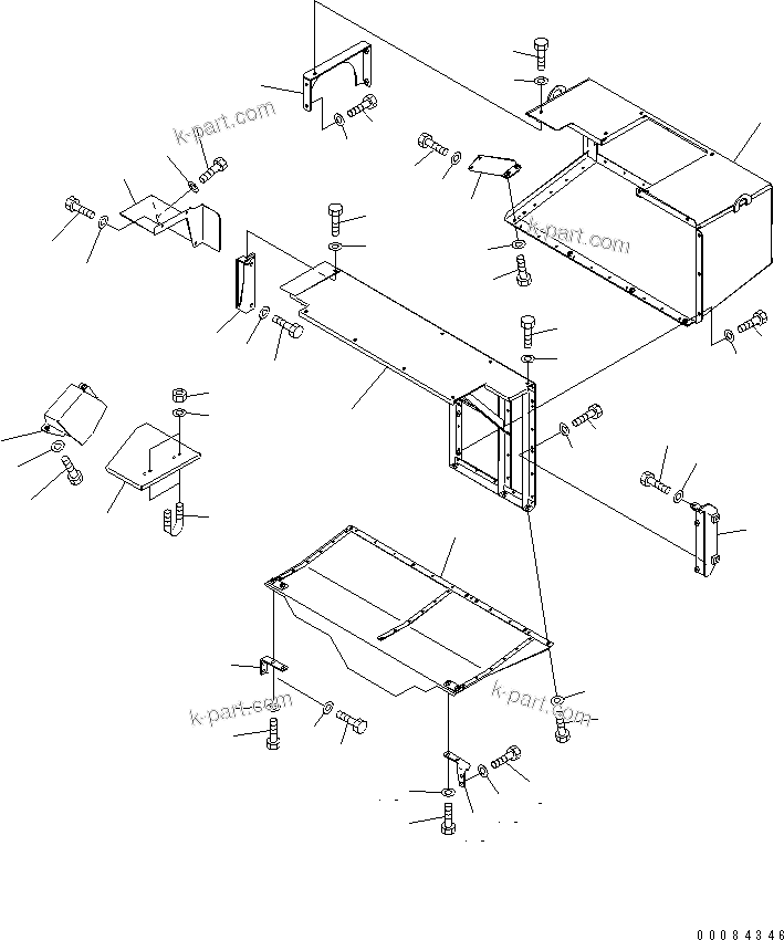 Komatsu parts book diagram for HD785-7 S/N 7001-8172: FIRE PROTECTION (ENGINE REAR COVER) (WITH EXHAUST BOX) (1/2)(#7169-7315)