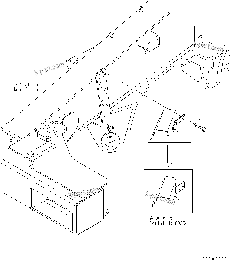 Komatsu parts book diagram for HD785-7 S/N 7001-8172: FIRE PROTECTION (STEERING PIPING PROTECTION) (WITHOUT SIDE COVER)(#7169-)