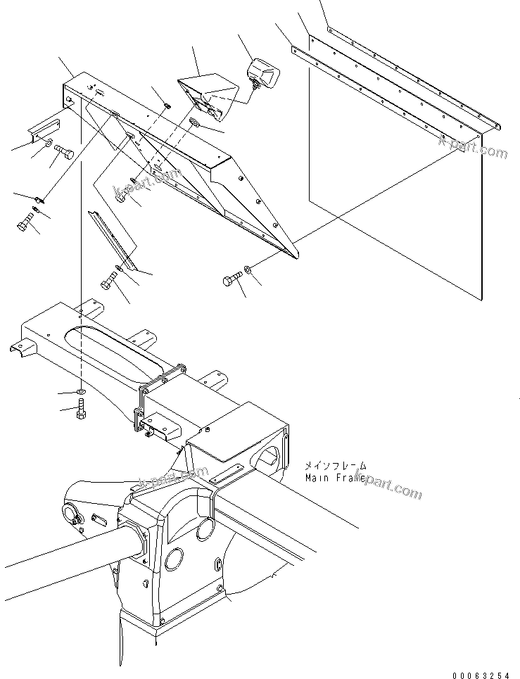 Komatsu parts book diagram for HD785-7 S/N 7001-8172: FENDER (R.H.) (WITH SIDE LAMP)(#7169-)