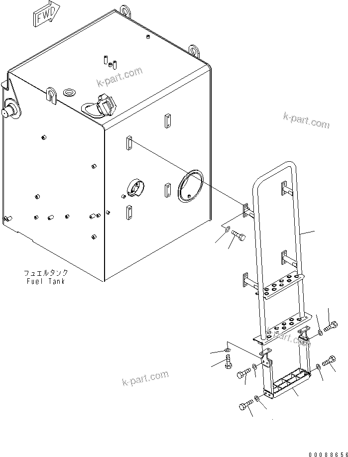 Komatsu parts book diagram for HD785-7 S/N 7001-8172: FUEL TANK LADDER (EU)(#7751-)