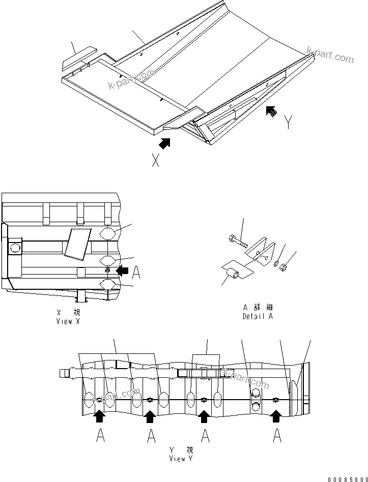 Komatsu parts book diagram for HD785-7 S/N 7001-8172: BODY (WITH PLATFORM GUARD)(#7001-)