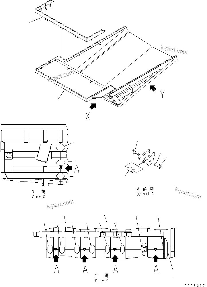 Komatsu parts book diagram for HD785-7 S/N 7001-8172: BODY (WITH 300MM SPILL GUARD)(#7001-)