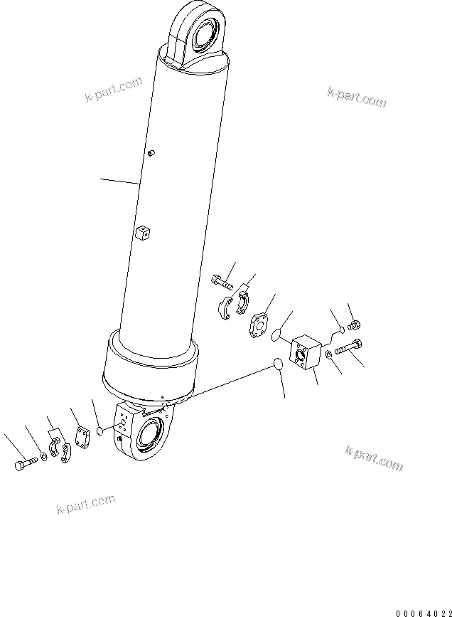 Komatsu parts book diagram for HD785-7 S/N 7001-8172: HOIST CYLINDER (R.H.)(#7169-)