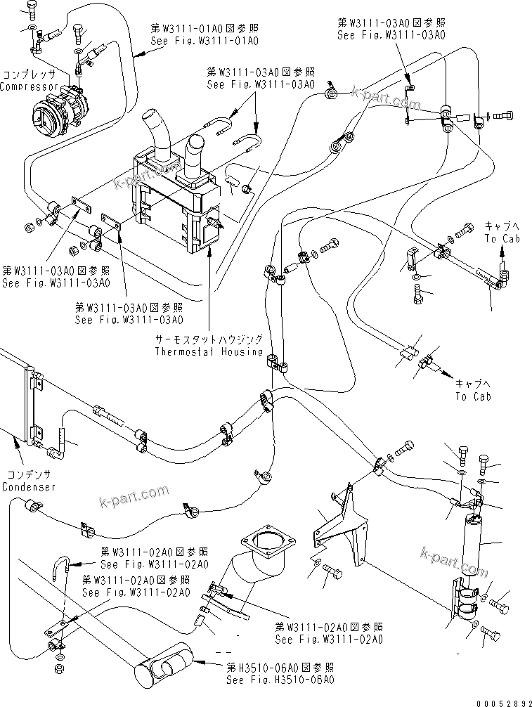 Komatsu parts book diagram for HD785-7 S/N 7001-8172: AIR CONDITIONER RELATED PARTS (2/3)(#7001-7168)