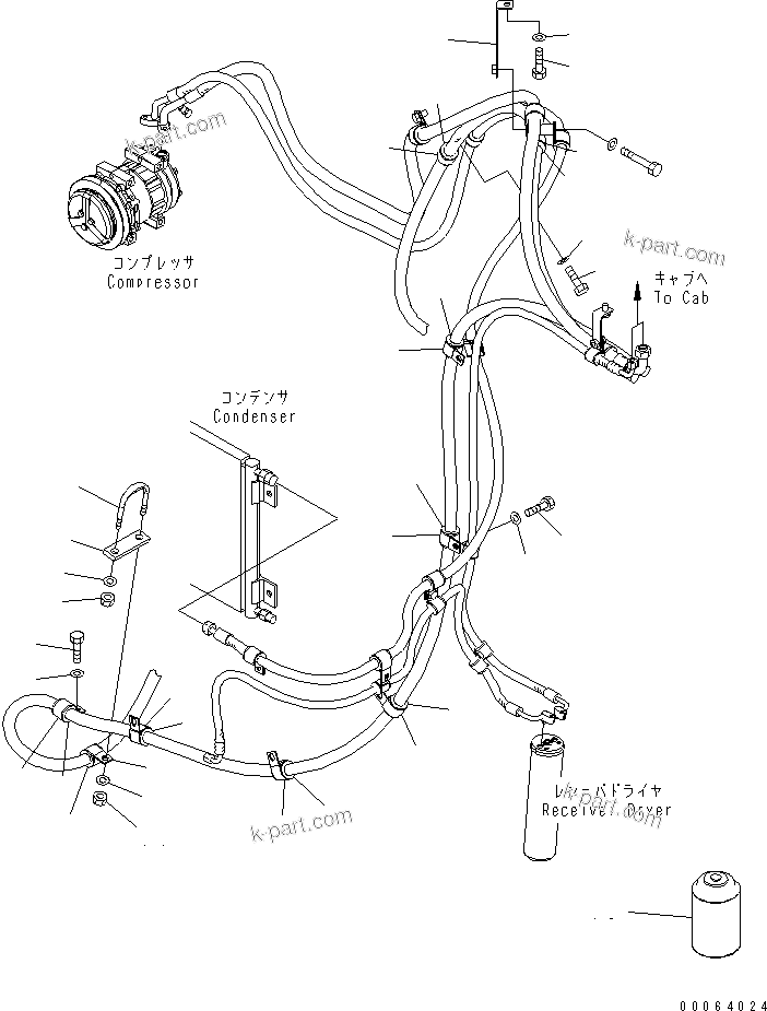 Komatsu parts book diagram for HD785-7 S/N 7001-8172: AIR CONDITIONER RELATED PARTS (2/2) (FOR OIL COOLER STRAINER AND CAUTION)(#8128-)