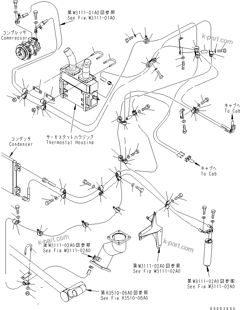 Komatsu parts book diagram for HD785-7 S/N 7001-8172: AIR CONDITIONER RELATED PARTS (3/3)(#7001-7168)
