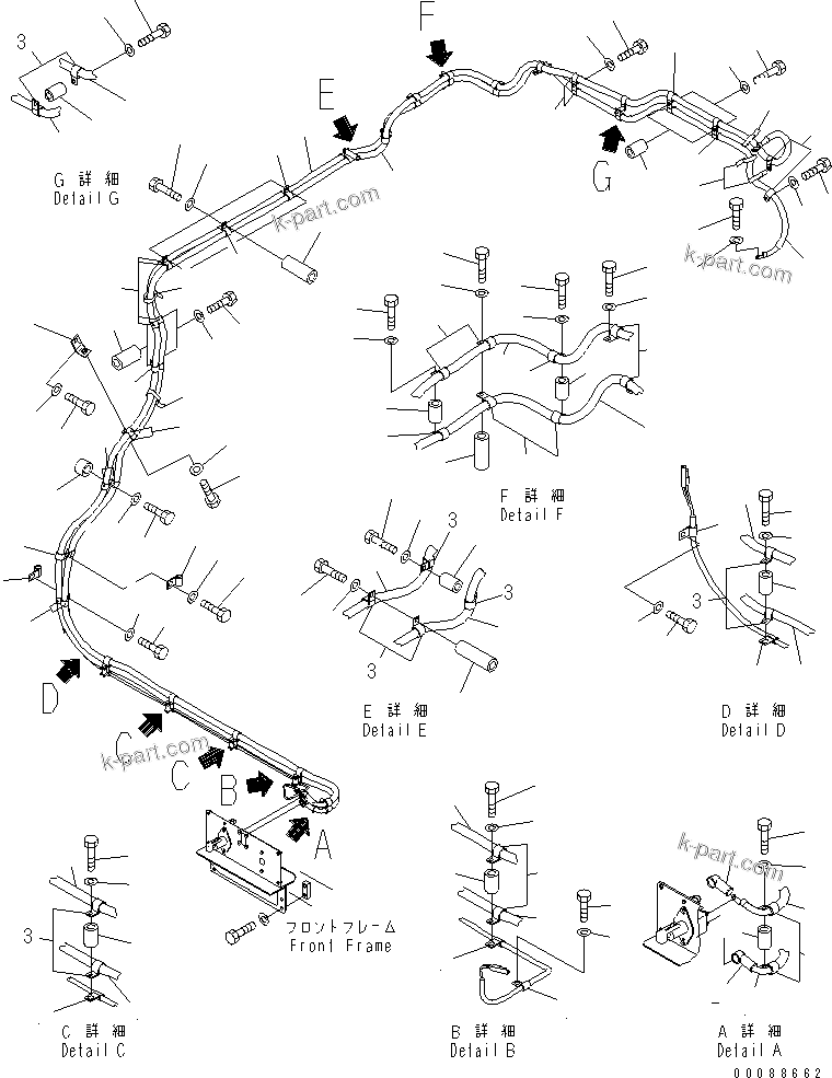 Komatsu parts book diagram for HD785-7 S/N 7001-8172: BATTERY DISCONNECT SWITCH (CABLE AND MOUNTING PARTS)(#7751-)