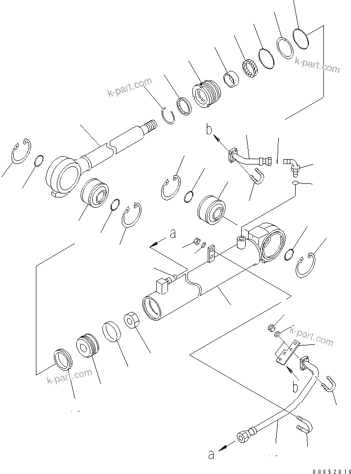 Komatsu parts book diagram for HD785-7 S/N 7001-8172: STEERING CYLINDER (L.H.) (INNER PARTS)(#7001-7437)