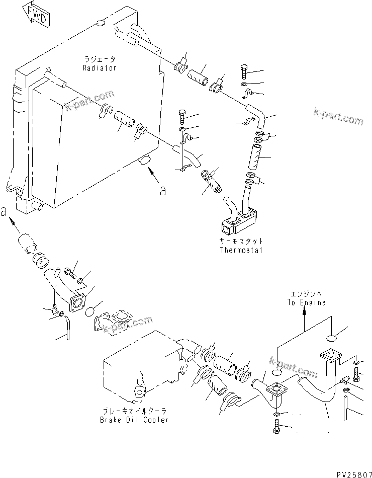 Komatsu parts book diagram for HD985-5 S/N 1021-UP: COOLANT LINE (1/2)