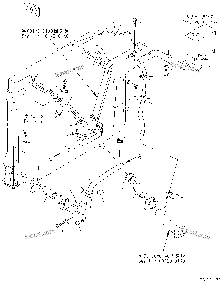 Komatsu parts book diagram for HD985-5 S/N 1021-UP: COOLANT LINE (2/2)