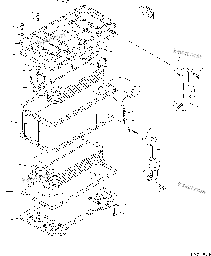 Komatsu parts book diagram for HD985-5 S/N 1021-UP: BRAKE OIL COOLER (1/2)