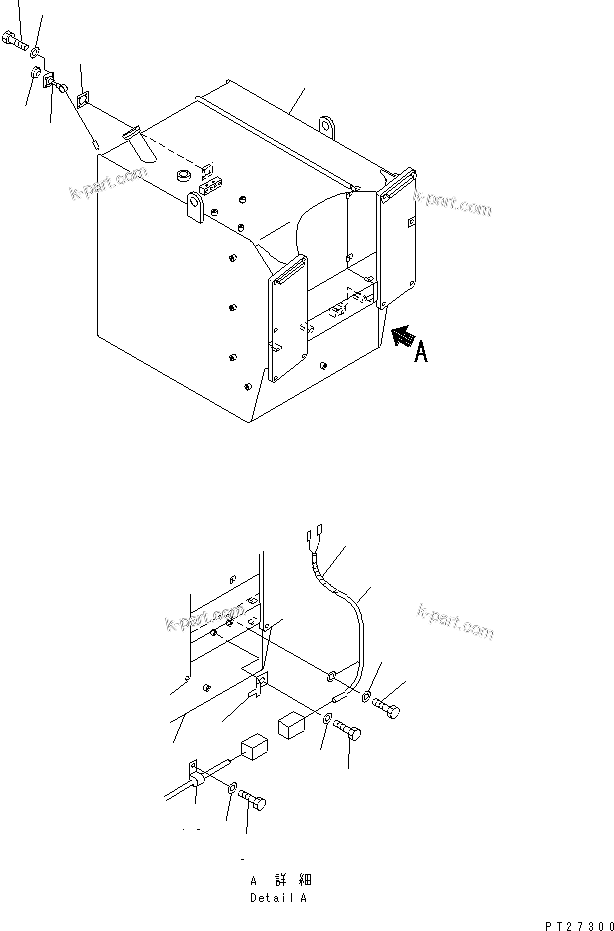 Komatsu parts book diagram for HD985-5 S/N 1021-UP: FUEL TANK (1/2) (WITH FUEL FILTER AND WATER SEPARATOR)