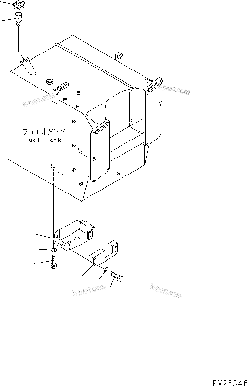 Komatsu parts book diagram for HD985-5 S/N 1021-UP: FUEL DRAIN COVER (VANDALISM PROTECTION)