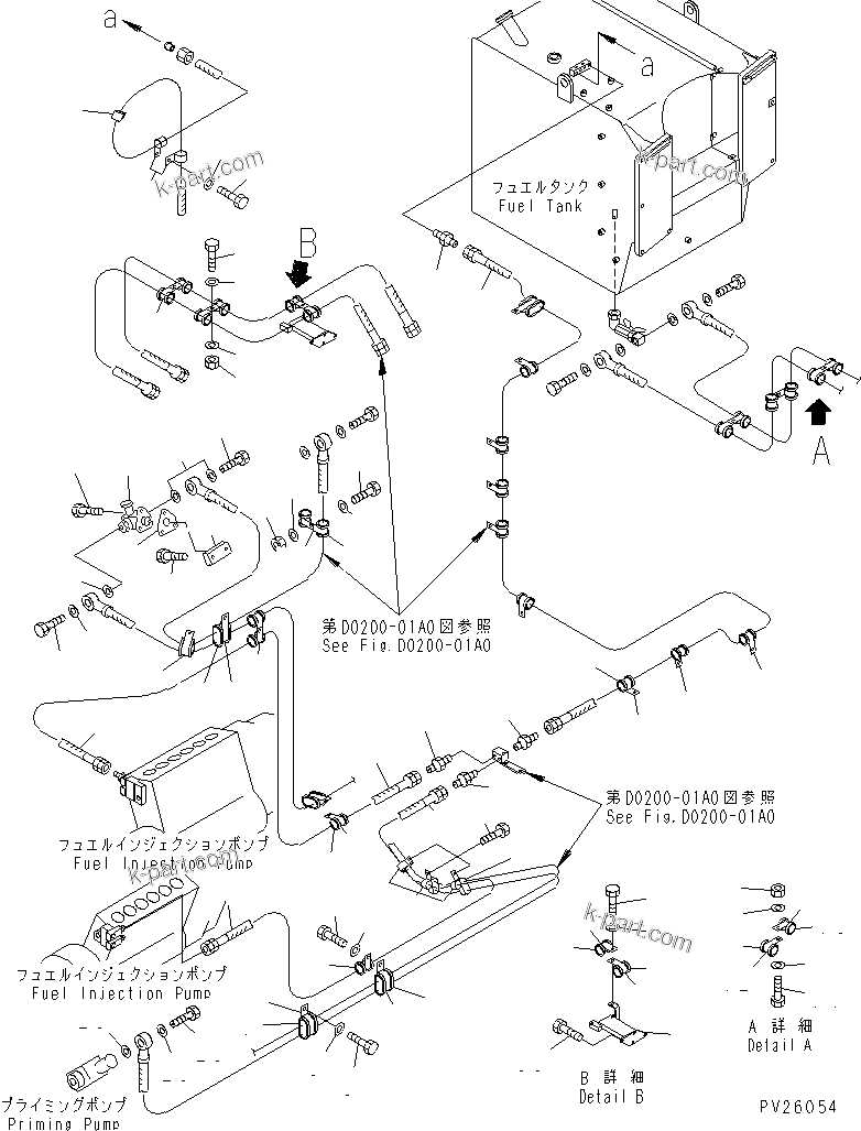Komatsu parts book diagram for HD985-5 S/N 1021-UP: FUEL LINE (2/2) (ELECTRICAL GOVERNOR)(#1021-1045)
