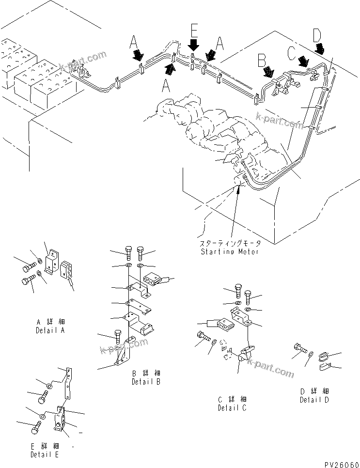 Komatsu parts book diagram for HD985-5 S/N 1021-UP: ELECTRICAL SYSTEM (2/7) (STARTER CABLE)