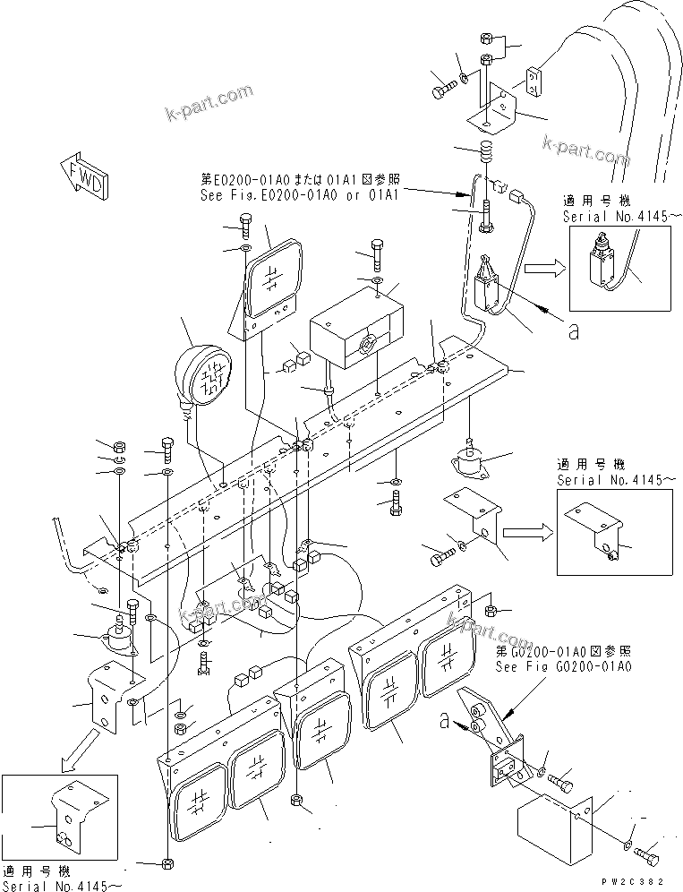 Komatsu parts book diagram for HD985-5 S/N 1021-UP: REAR LAMP (ADDITIONAL RETERDER LAMP)